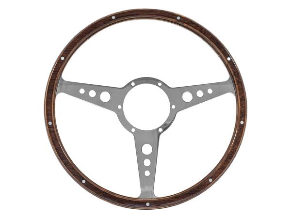 Steering Wheel 15Inch Rivited Wood Rim Flat Dish [MOUNTNEY DA3920]