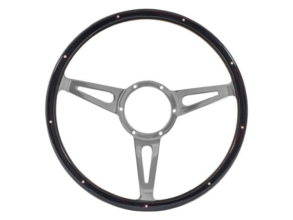 Steering Wheel 15Inch Rivited Dark Wood Semi Dish [MOUNTNEY DA4876]